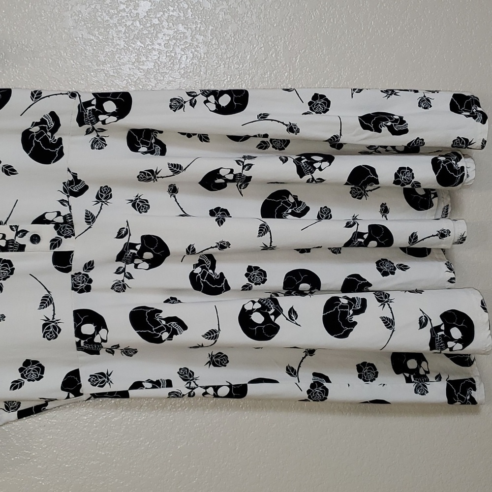 Midnight Hour Hot Topic Skull & Roses Collared Dress Large Junior Size Spooky - Picture 4 of 7